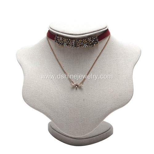 Velvet Choker Set Crystal Pendant Rhinestone Flower Necklace